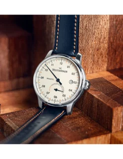 Meistersinger PRIMATIC quadrante Avorio - acciaio su cinturino in pelle - ref. PR903